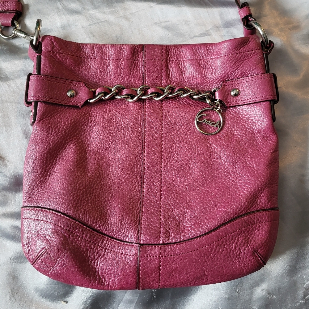 Coach pink leather crossbody bag